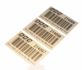 Sequential Barcode Silver Polyester Labels